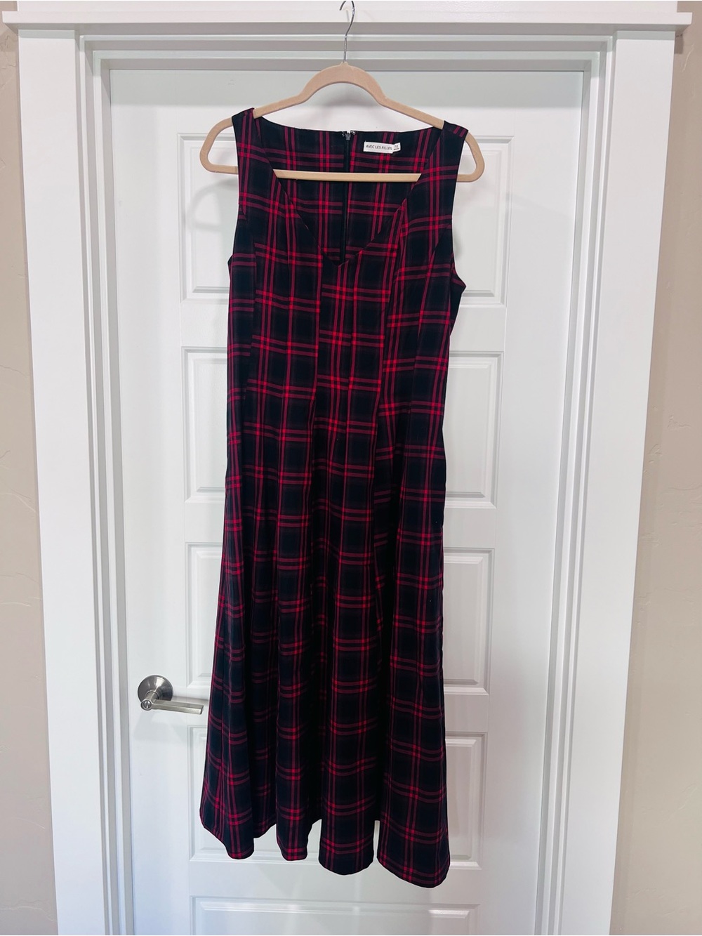 Avec Les Filles Red and Black Plaid Dress